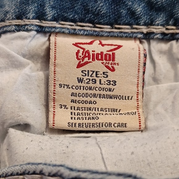LA Idol USA Jeans, Size 5, Low-Rise, Boot Cut, 30W x 30L, Bedazzled - Picture 6 of 12